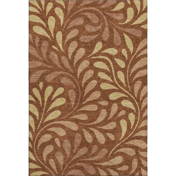 Mayfield Premium Machine Washable Abstract AMF2411 Paprika 10 ft. x 14 ft. Area Rug