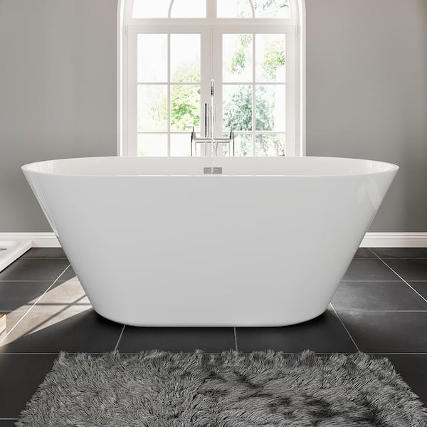 Aries 59 in. Acrylic Flatbottom Non-Whirlpool Bathtub in White