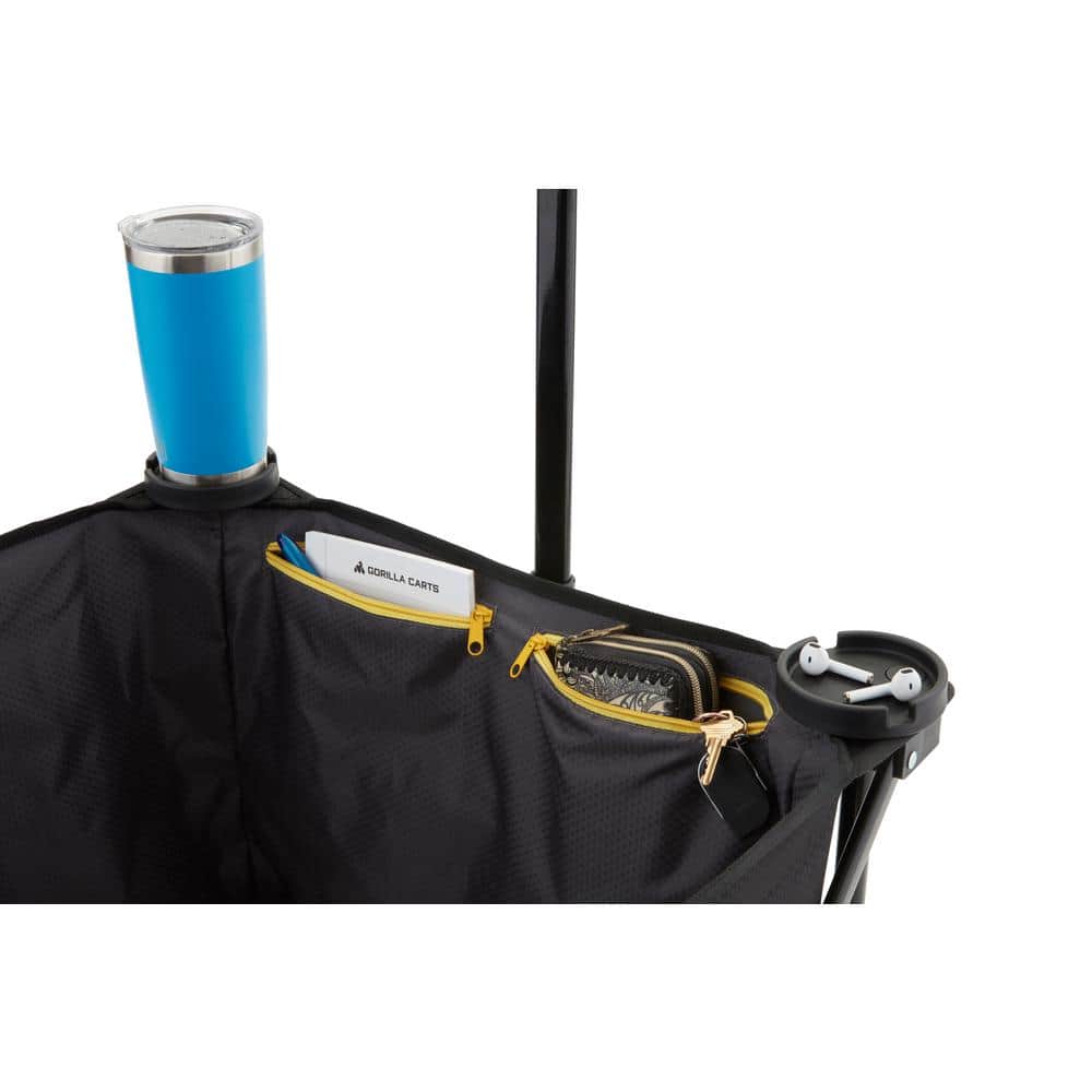 Black Steel Frame Collapsible Utility Wagon with Polyester Deck