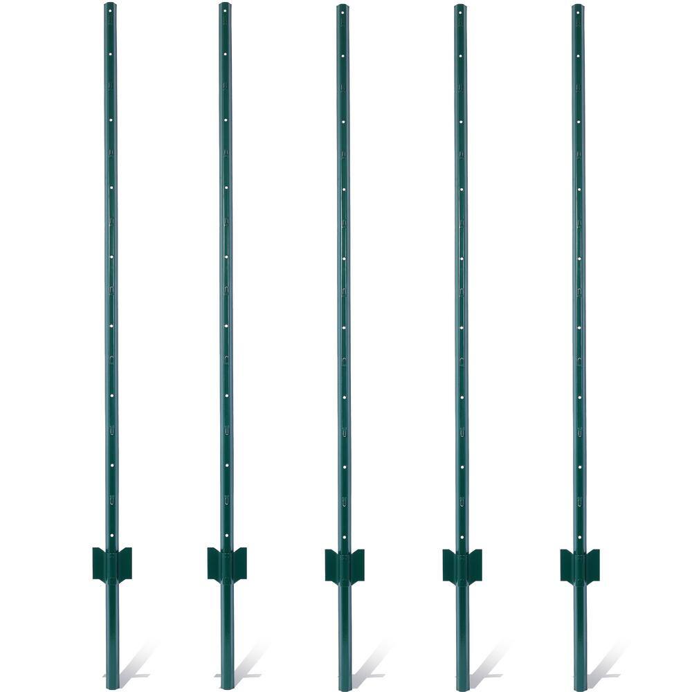 60 in. Steel Garden Fence, Fence Posts 5 ft. 5-Pack, Heavy Duty Metal Fence Post with U-Channel, Fence U-Post-Green price history on PriceWatchPro