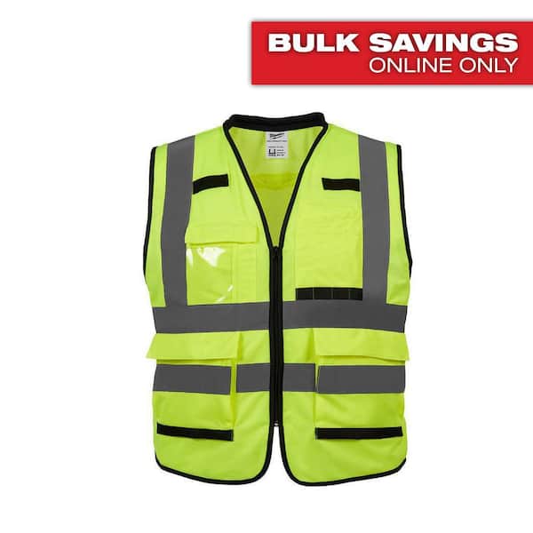 Performance Large/X-Large Yellow Class 2 High Visibility Safety Vest with 15 Pockets