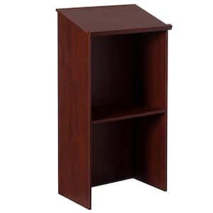 21.5 in. Rectangle Cherry Wood Standing Desk Podium with Storage for Church, School, Office or Home
