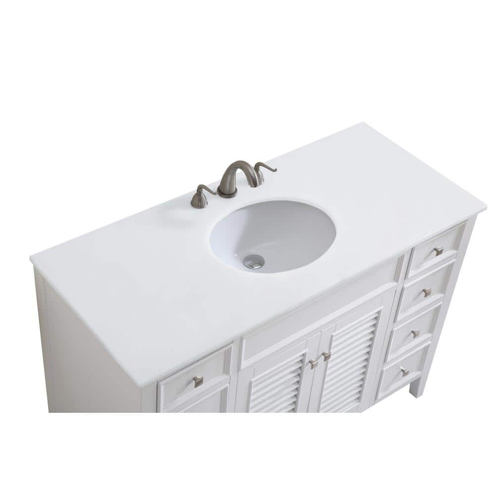 48" Antique White Freestanding Vanity with Quartz Countertop