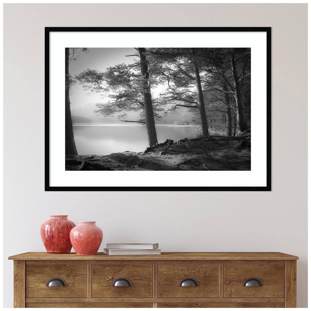 41" x 30" Black and White Scottish Lake Framed Landscape Print