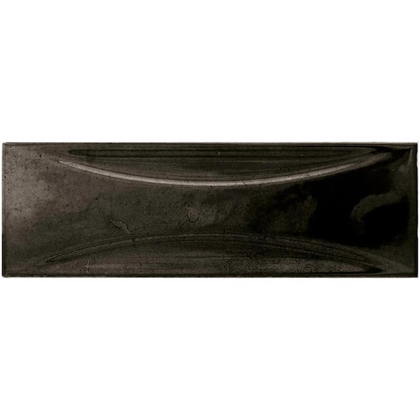 Apollo Tile Antiek Black 2.58 in. x 7.9 in. Glossy Ceramic Subway Deco Wall Tile Sample (0.14 Sq. ft./case) (1-pack)