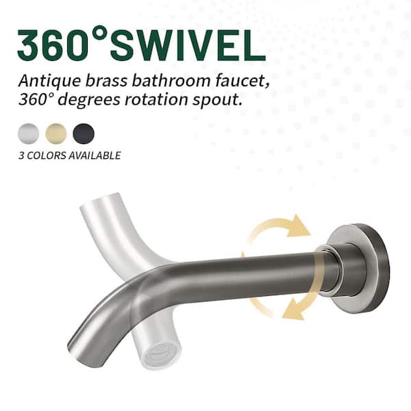 Single-Handle Rectangular Wall Mounted Bathroom Faucet or Bathtub in Brushed Nickel