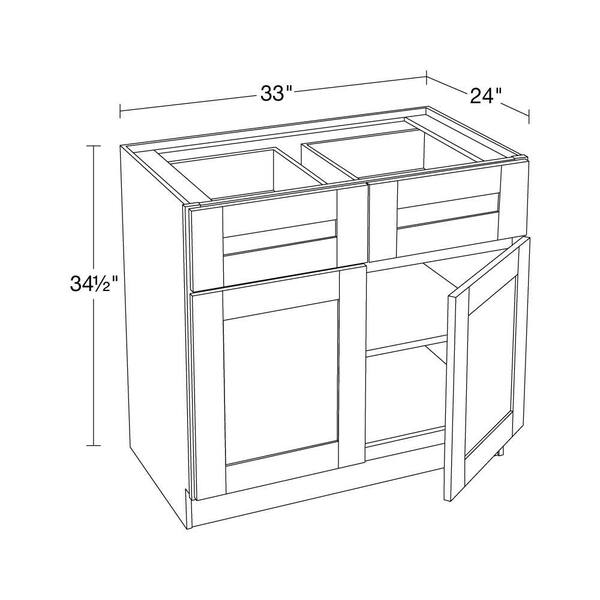 Contractor Express Cabinets Arlington Veiled Gray Plywood Shaker Stock Assembled Base Kitchen Cabinet Soft Close 33 in W x 24 in D x 34.5 in H