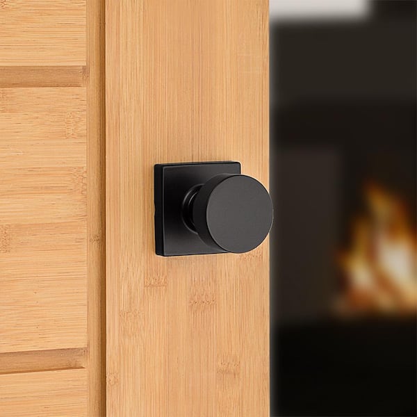 Pismo Matte Black Passage Square Hall/Closet Door Knob 4-Pack