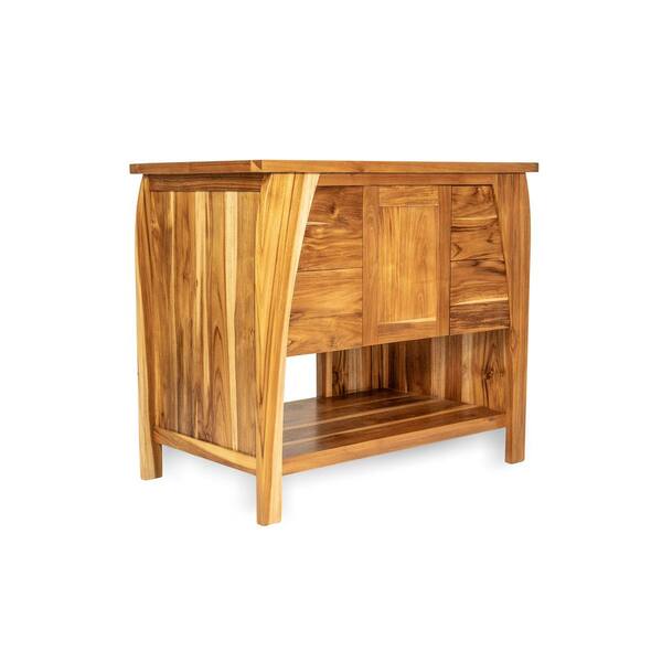 EcoDecors Significado 36 in. L Teak Vanity Cabinet Only in Natural Teak  ST-BT-36-1 - The Home Depot