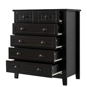 33.9 in. W x 17.7 in. D x 38.8 in. H Black Linen Cabinet with Drawers for Living Room Kitchen