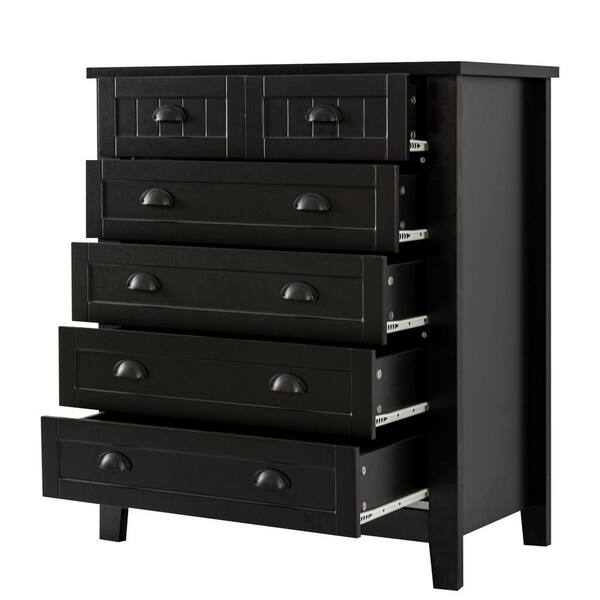 Unbranded 33.9 in. W x 17.7 in. D x 38.8 in. H Black Linen Cabinet with Drawers for Living Room Kitchen