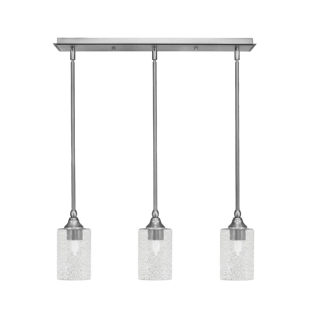 Livingston 100-Watt 3-Light Nickel Shaded Pendant Light with 4 in. Smoke Bu