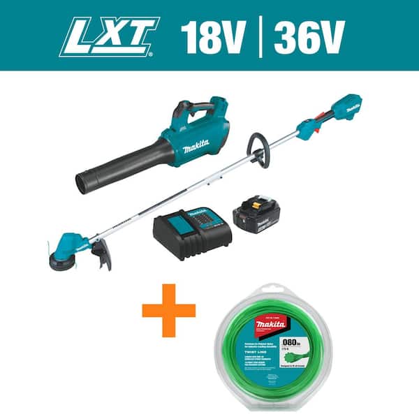 Makita LXT 18V Cordless Li-Ion Leaf Blower/String Trimmer Combo Kit 2-Tools 4.0Ah with bonus 0.08 in. x 175 ft. Trimmer Line