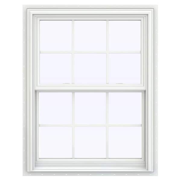 JELD-WEN 31.5 in. x 40.5 in. V-2500 Series White Vinyl Double Hung Window with Colonial Grids/Grilles