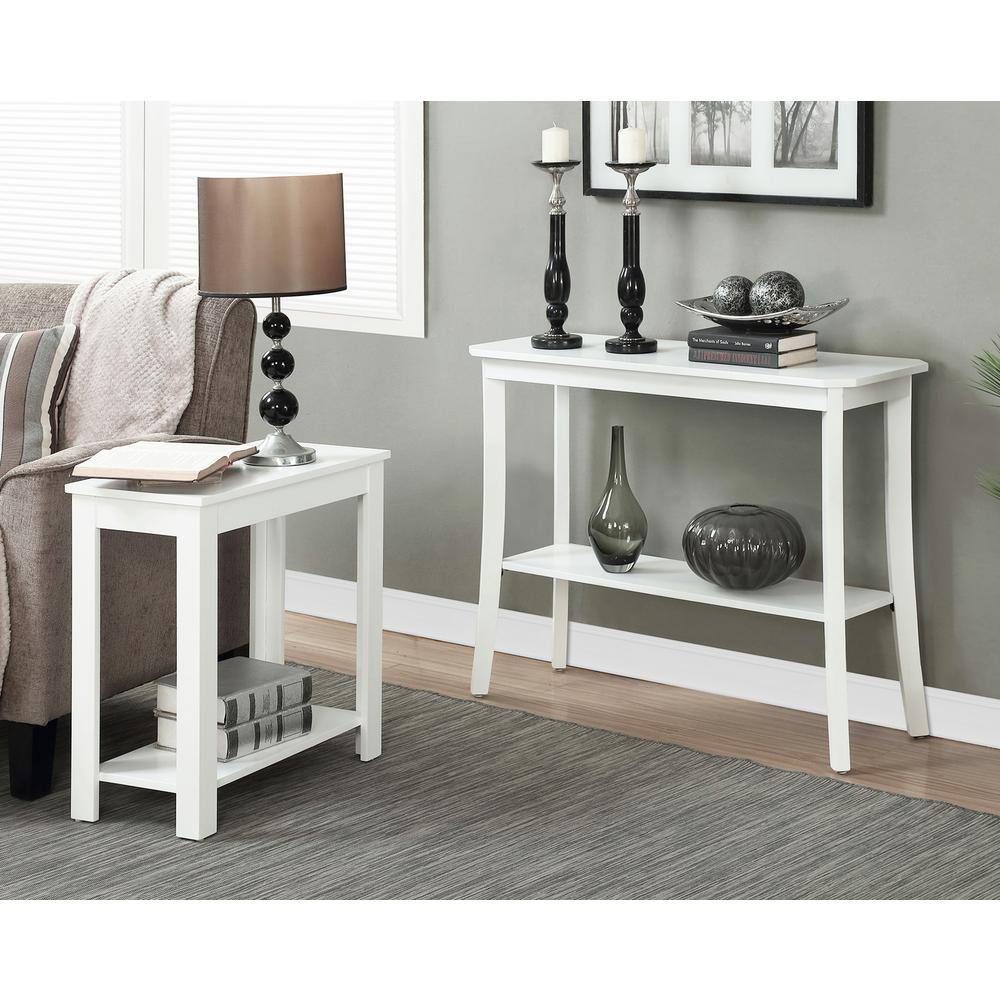 White MDF Console Table with Storage Shelf, 38"