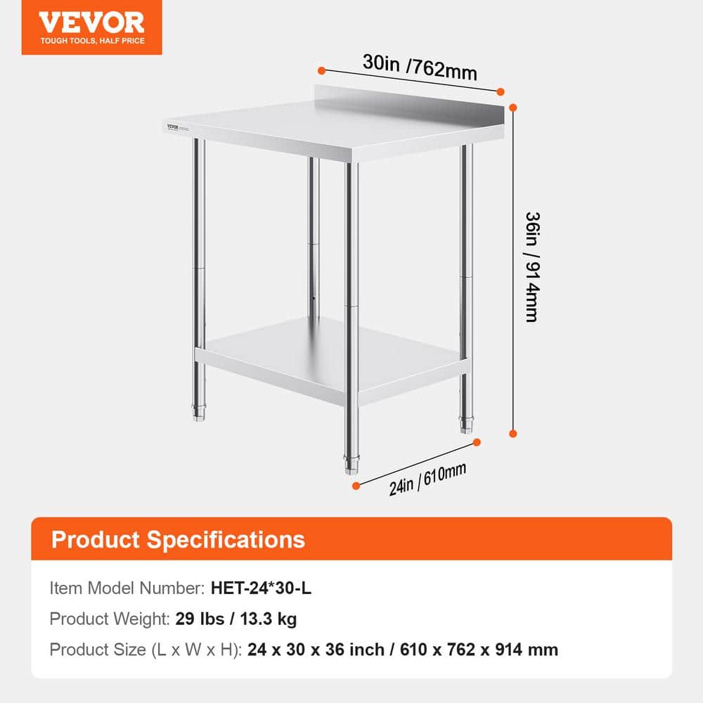 Silver Stainless Steel Adjustable Height Kitchen Work Table
