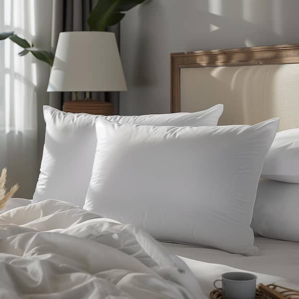 Bafode 100% Cotton Medium Firm Goose Down Feather King Pillows Set of 2, Bedding Pillow for Back, Stomach or Side Sleepers