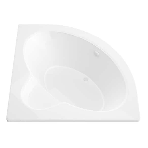 Jasper 5 ft. Acrylic Center Drain Corner Drop-in Non-Whirlpool Bathtub in White