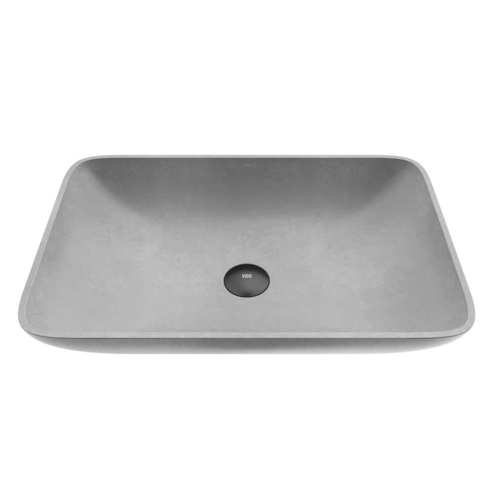 Gray Concreto Stone Rectangular Vessel Bathroom Sink