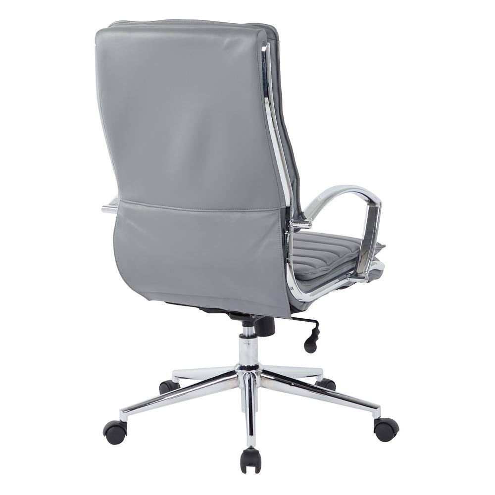 Charcoal High Back Executive Leather Swivel Chair with Metal Accents