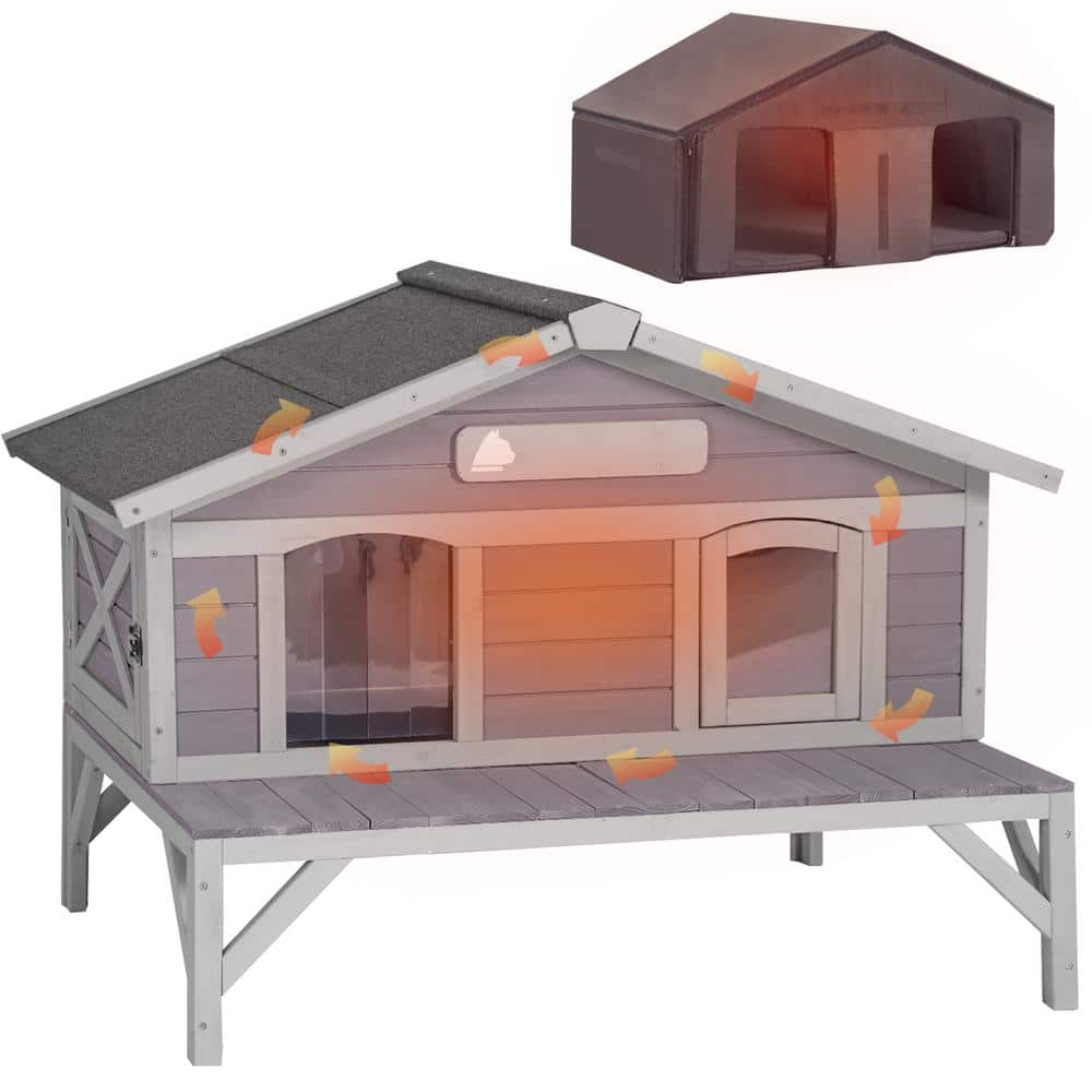 Aivituvin Luxurious Wooden Cat House with Insulated Design and 2-storey Comfort