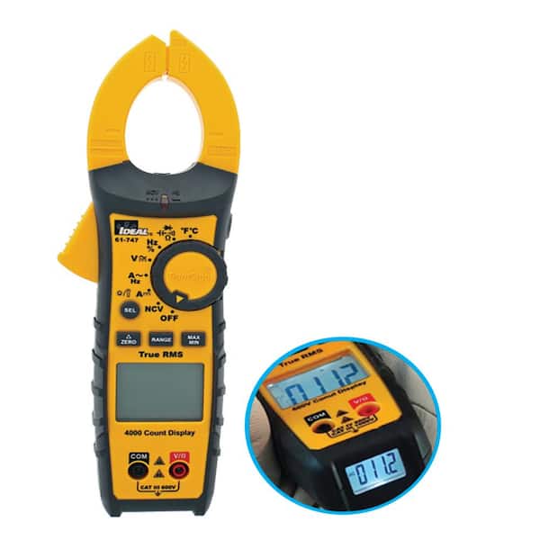 IDEAL 400 Amp AC DC TRMS Clamp Meter, TightSight, with Flashlight, NCVT and Temp