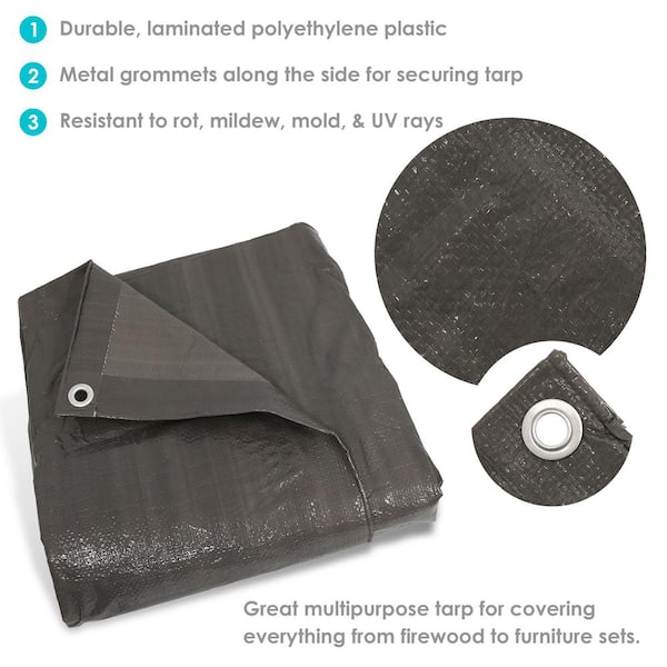 Sunnydaze 6 ft. x 8 ft. Reversible Waterproof Dark Grey