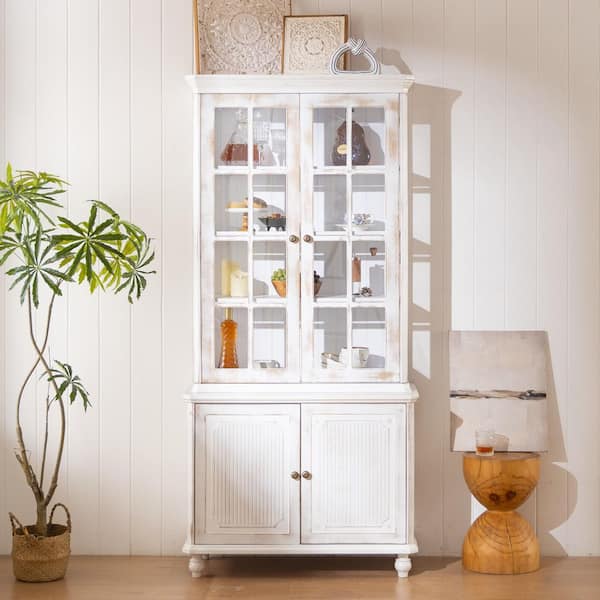 Harper & Bright Designs Whitewashed 77.5 in. H Storage Display