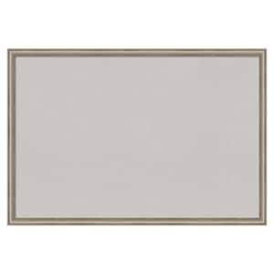 Salon Scoop Pewter Wood Framed Grey Corkboard 38 in. x 26 in. Bulletin Board Memo Board