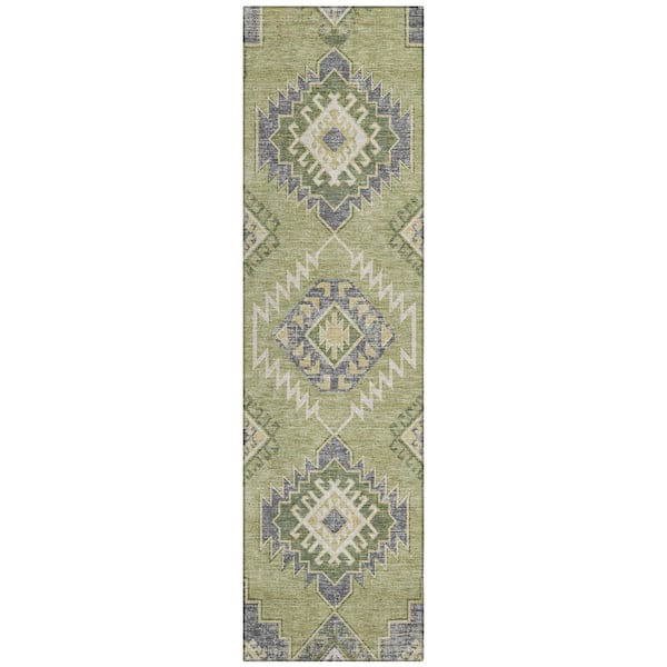 Chantille Machine Washable Indoor/Outdoor Abstract ACN3011 Aloe 2 ft. x 7 ft. Runner Rug