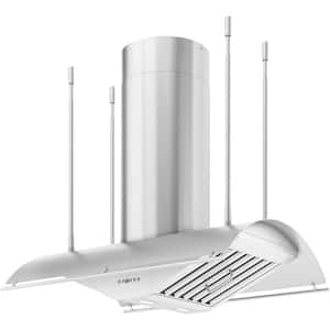 Trapeze 36 in. Island Mount Range Hood Shell Only with LED Lights in Stainless Steel