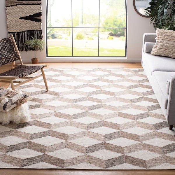 Kilim 6 ft. x 9 ft. Ivory/Brown Geometric Area Rug