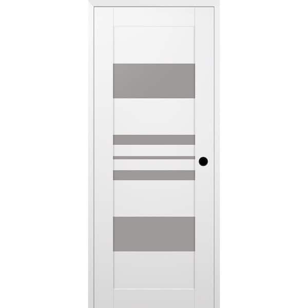 Belldinni Romi 36 in. x 83.25 in. Left Hand 5-Lite Frosted Glass Snow White Composite Wood Single Prehung Door