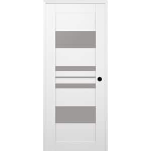 Romi 32 in. x 80 in. Left Hand 5-Lite Frosted Glass Snow White Composite Wood Single Prehung Door