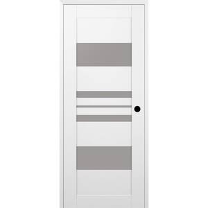 Romi 18 in. x 84 in. Left Hand 5 Lite Frosted Glass Snow White Composite Wood Single Prehung Door