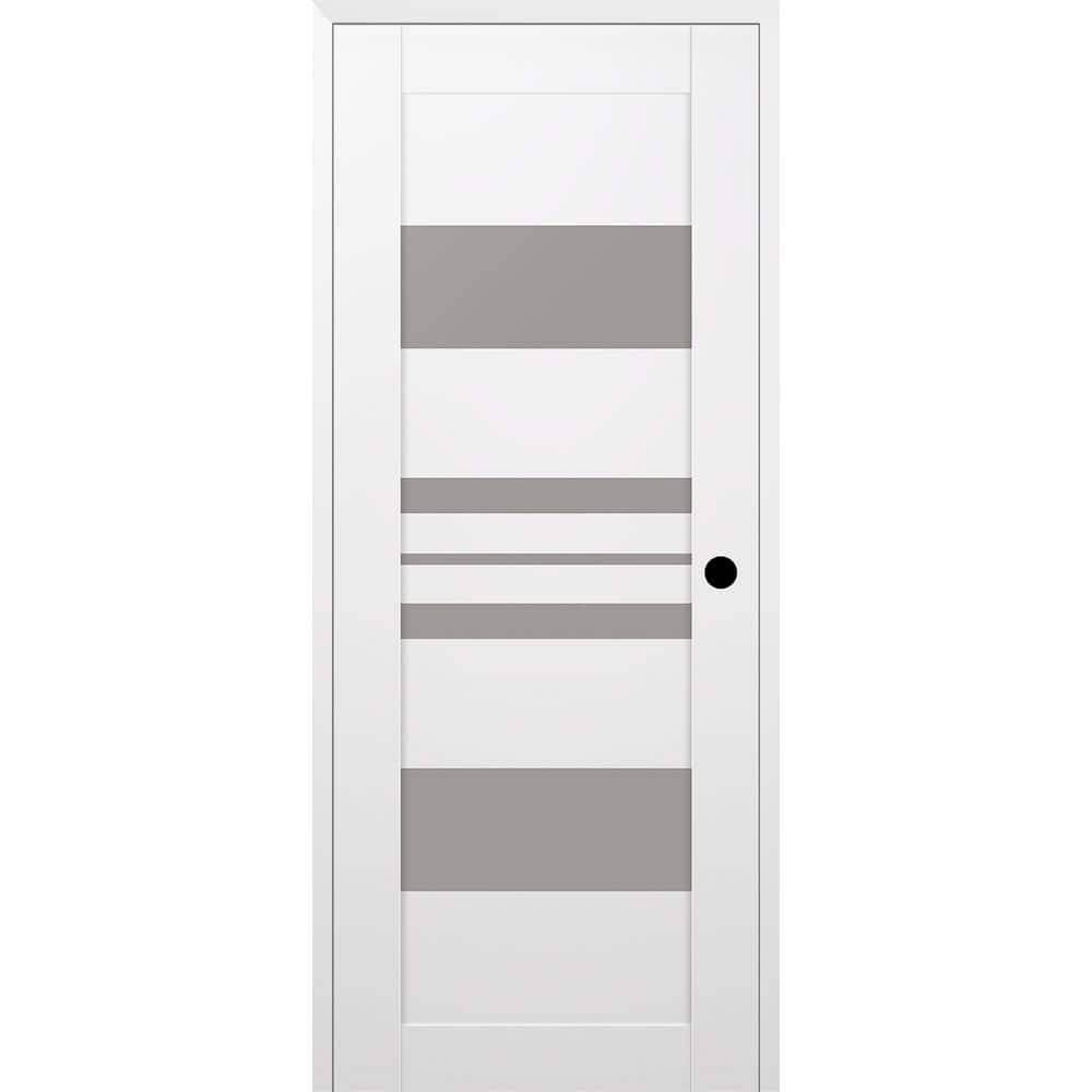 Romi 28 in. x 80 in. Left Hand 5 Lite Frosted Glass Snow White Composite Wood Single Prehung Door price history on PriceWatchPro