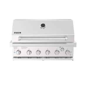 6-Burner Built-In Propane Gas Island Grill Head in Stainless Steel with Rear Burner