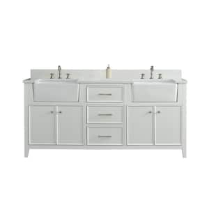 Casey 72 in. W x 22 in. D Bath Vanity in White with Engineered Stone Vanity Top in Ariston White with White Sink