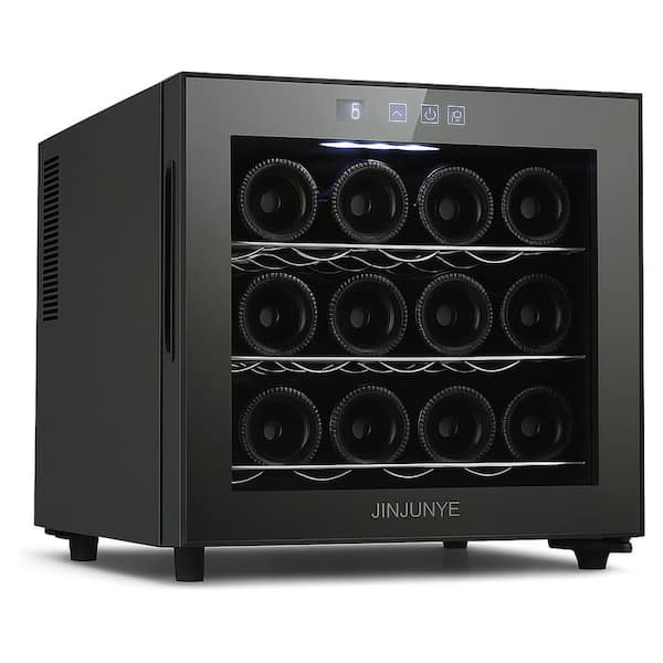 Touch Screen Digital Temperature Control Wine Cooler Wine Cellar Unit in Black, Single Zone Glass Door Wine Refrigerator