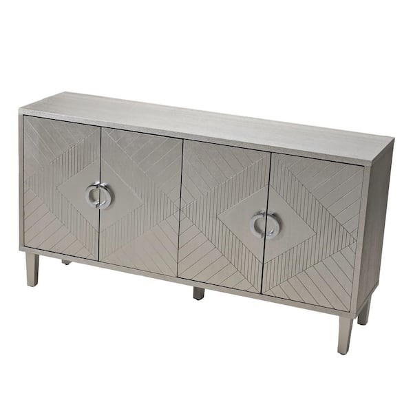 Unbranded Champagne Wood Pantry Organizer, Storage Cabinet with 4-Door, Pine Legs, Solid Wood Pulls and MDF