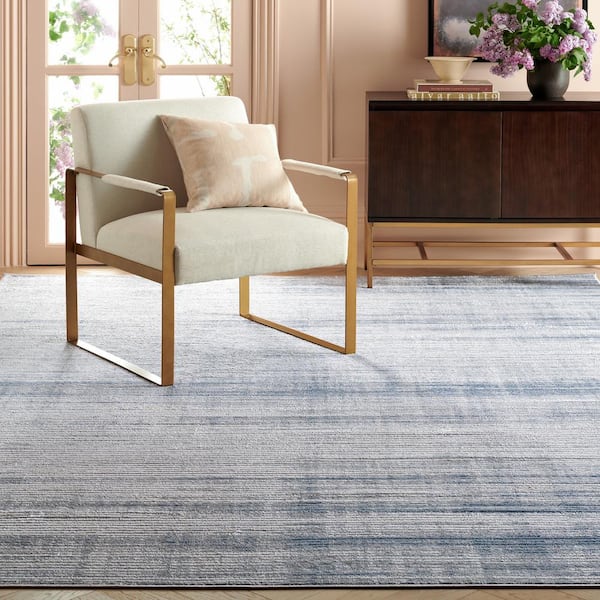 Martha Stewart Gray/Blue 4 ft. x 6 ft. Muted Striped Area Rug