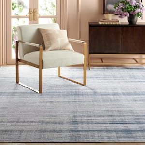 Martha Stewart Gray/Blue 7 ft. x 7 ft. Muted Striped Square Area Rug