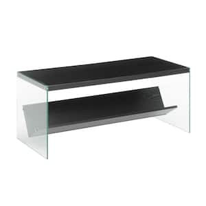 SoHo 40 in. Black Short Rectangle Particle Board Coffee Table with Glass Sides