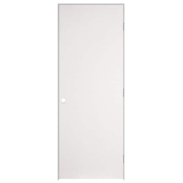 Masonite 28 in. x 80 in. Flush Hardboard Left-Handed Hollow-Core Smooth Primed White Composite Single Prehung Interior Door