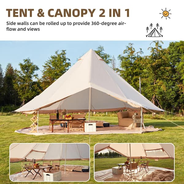 Trailblazer 13 ft. Beige Bell Tent with Stove Jack and Removable