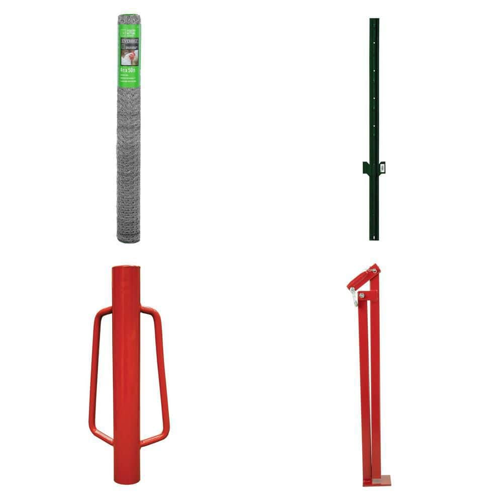 1in. Poultry Netting, 5ft. U-Post, Post Driver, T-Post Puller Combo