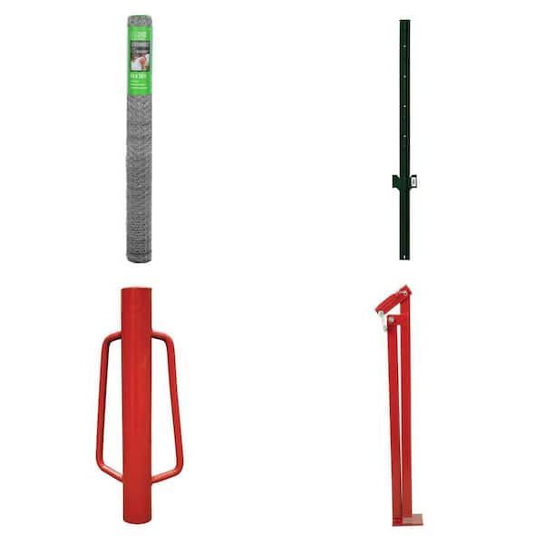 1in. Poultry Netting, 5ft. U-Post, Post Driver, T-Post Puller Combo