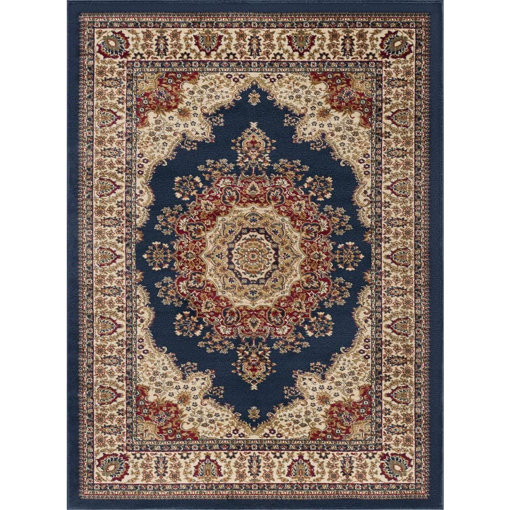 Fiona 9' x 12' Blue Synthetic Reversible Area Rug