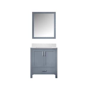 Jacques 30 in. W x 22 in. D Dark Grey Bath Vanity, Cultured Marble Top, and 28 in. Mirror