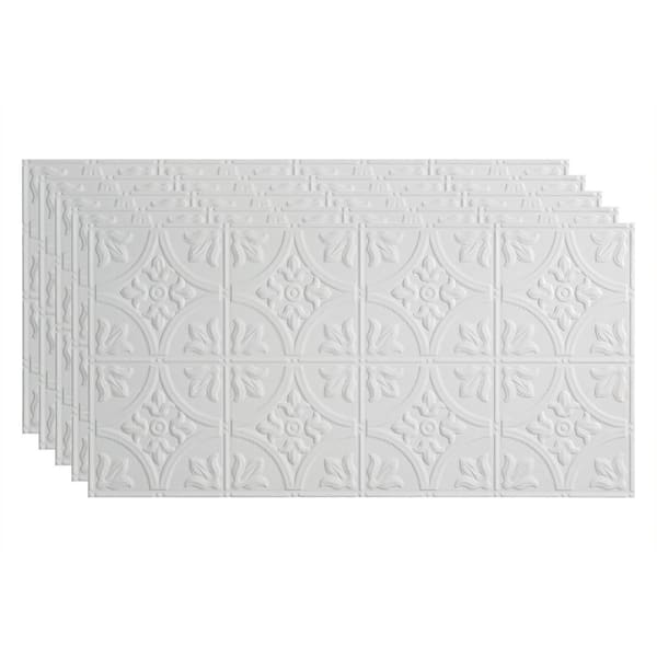 Fasade Traditional #2 2 ft. x 4 ft. Glue Up Vinyl Ceiling Tile in Matte White (40 sq. ft.)